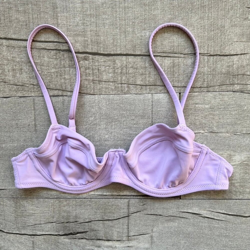Aerie Real Good Lilac Purple Unlined Underwire Bikini Swim Top Resort Beach 32B